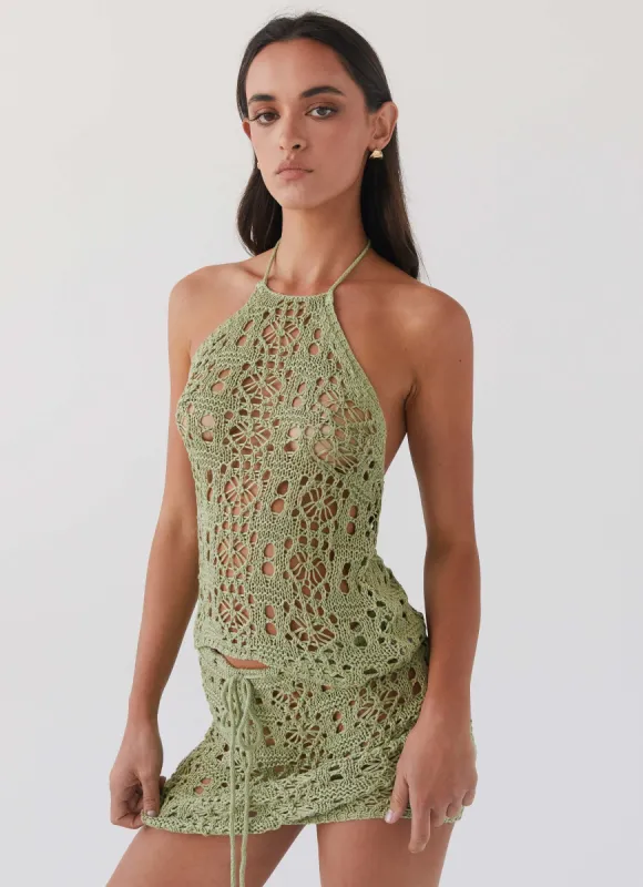 Free Mind Crochet Top - Light Olive made by Peppermayo