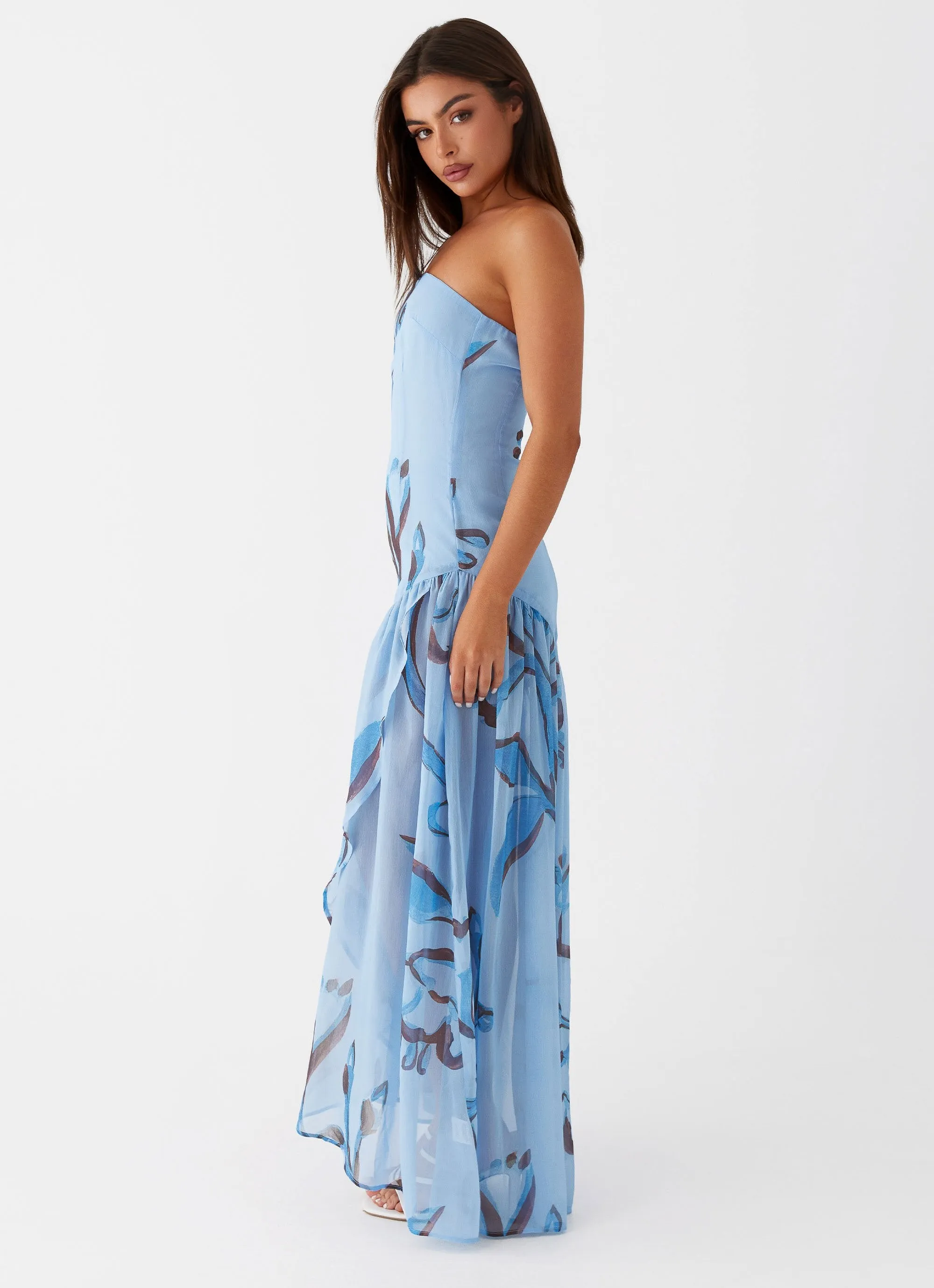 Solaris Strapless Maxi Dress - Blue Floral sold by Peppermayo product image thumbnail 3