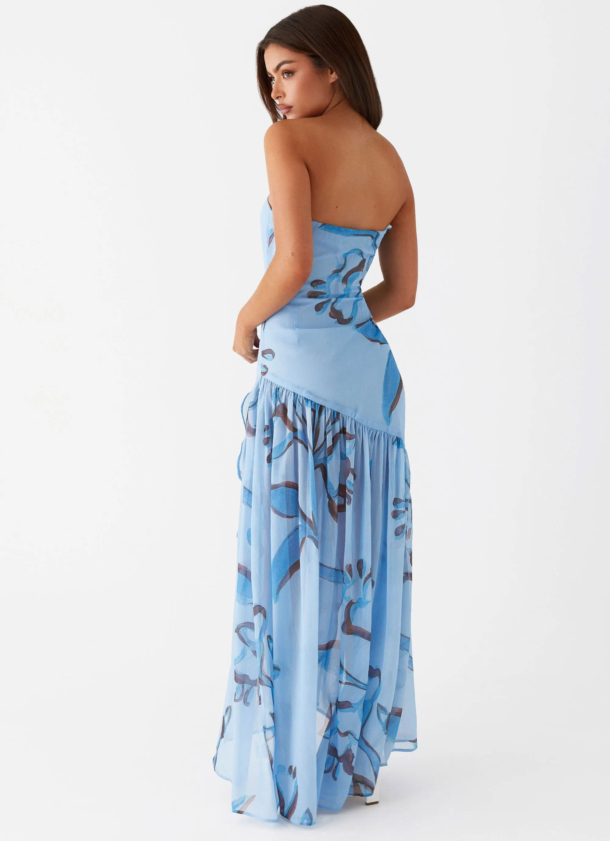 Solaris Strapless Maxi Dress - Blue Floral sold by Peppermayo product image thumbnail 4