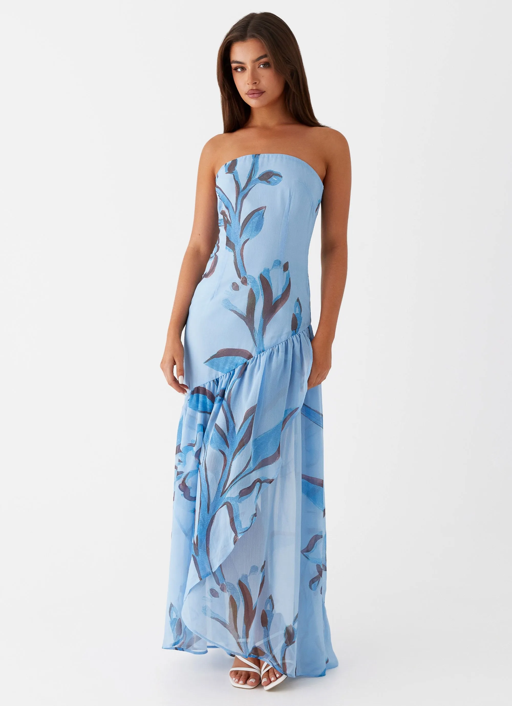 Solaris Strapless Maxi Dress - Blue Floral sold by Peppermayo product image thumbnail 2