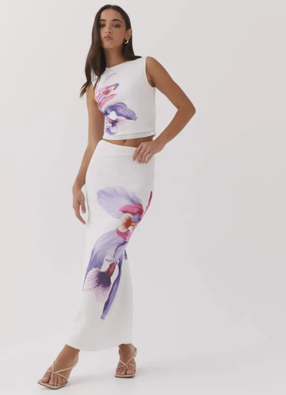 Waiting For Dawn Mesh Maxi Skirt - White sold by Peppermayo