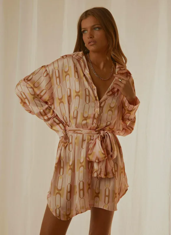 Faye Mini Shirt Dress - Vintage Chain sold by Peppermayo
