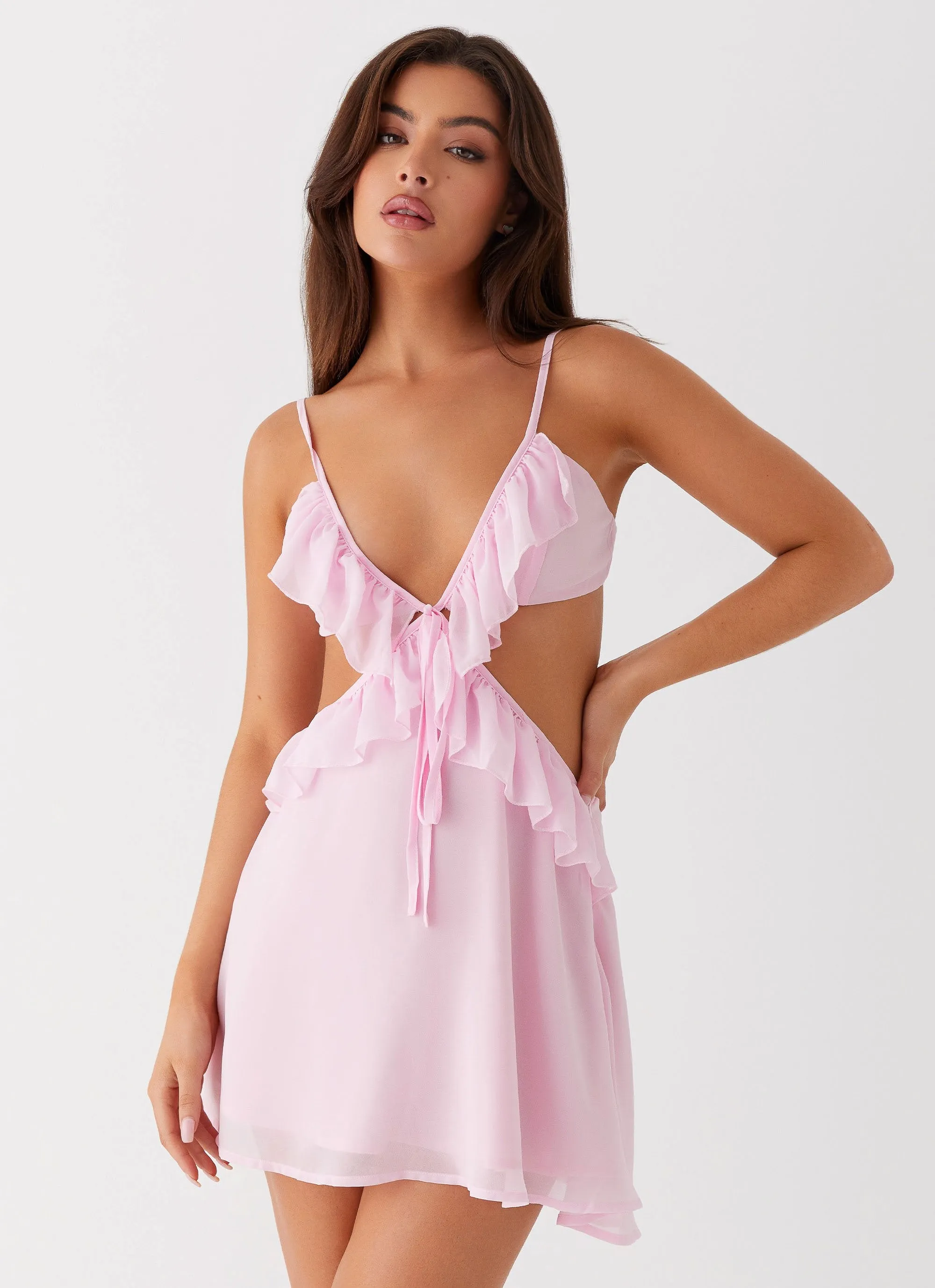 Polly Ruffle Mini Dress - Pink sold by Peppermayo product image thumbnail 5