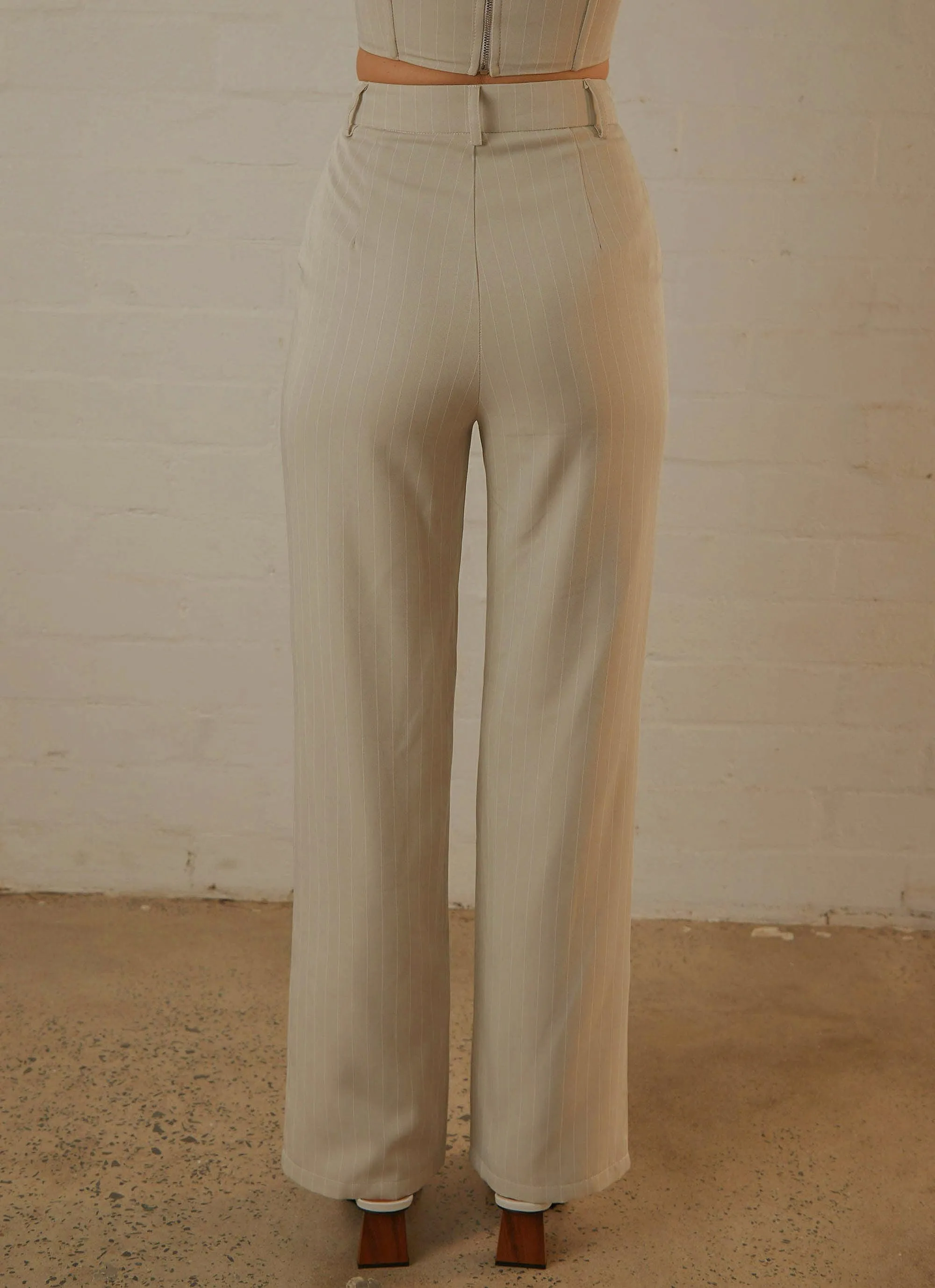 Mia Suit Pants - Stone Pinstripe sold by Peppermayo product image thumbnail 5