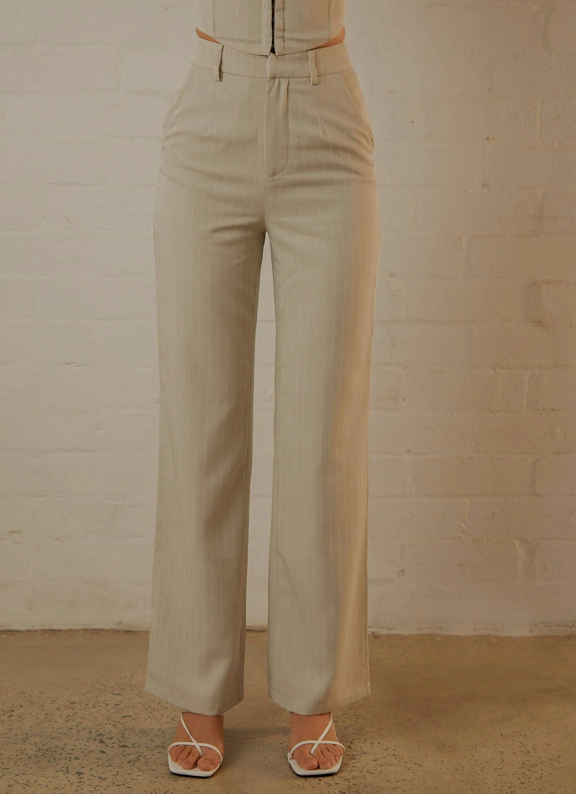 Mia Suit Pants - Stone Pinstripe sold by Peppermayo product image thumbnail 3
