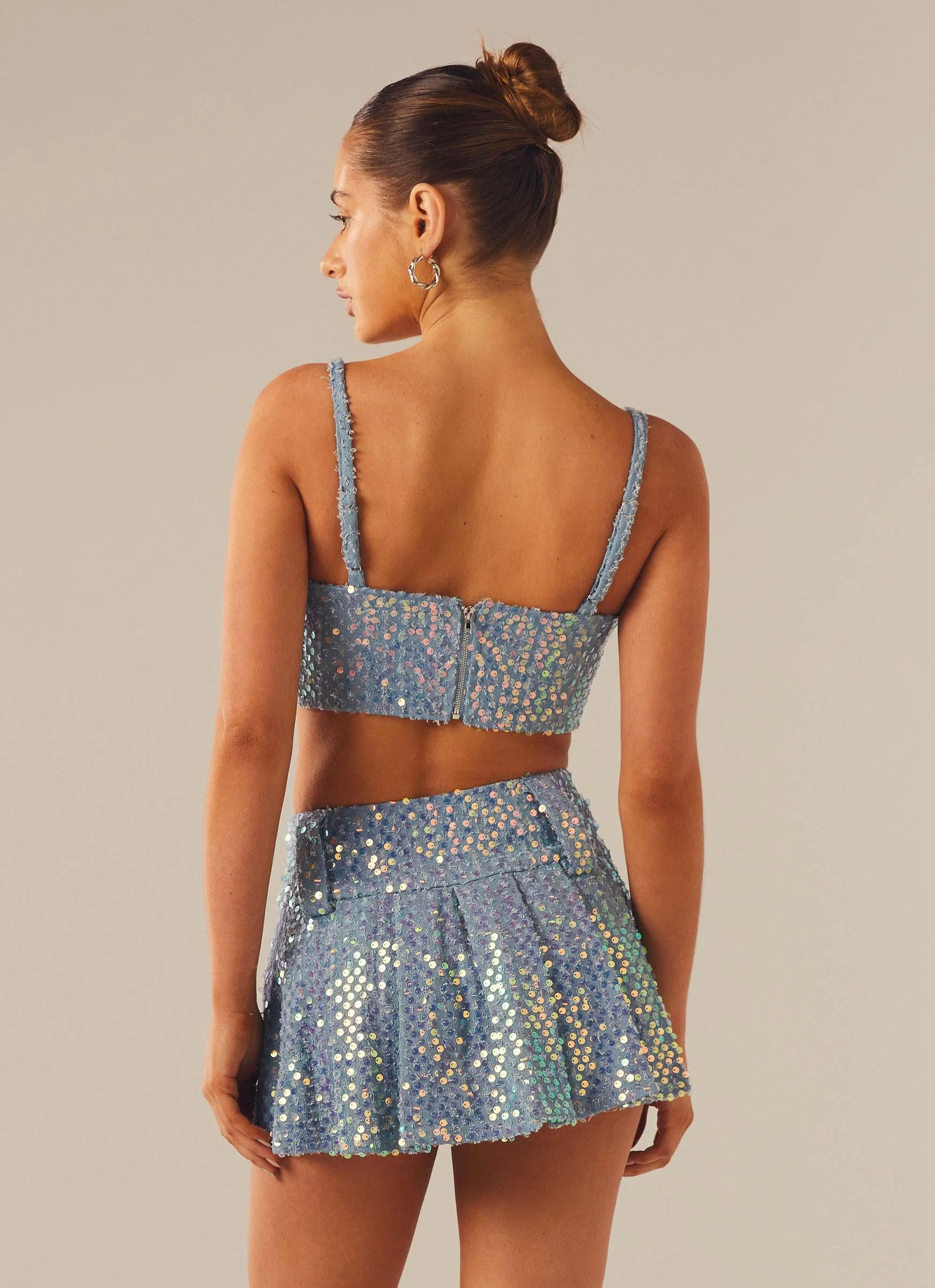 Fly Girl Crop Top - Sequin Denim sold by Peppermayo product image thumbnail 5