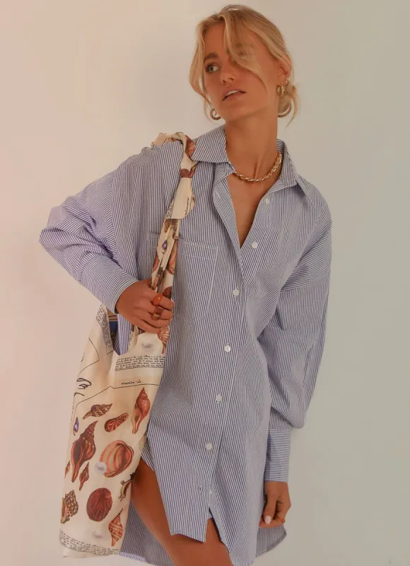 Liasons Oversized Shirt - Blue Stripe sold by Peppermayo