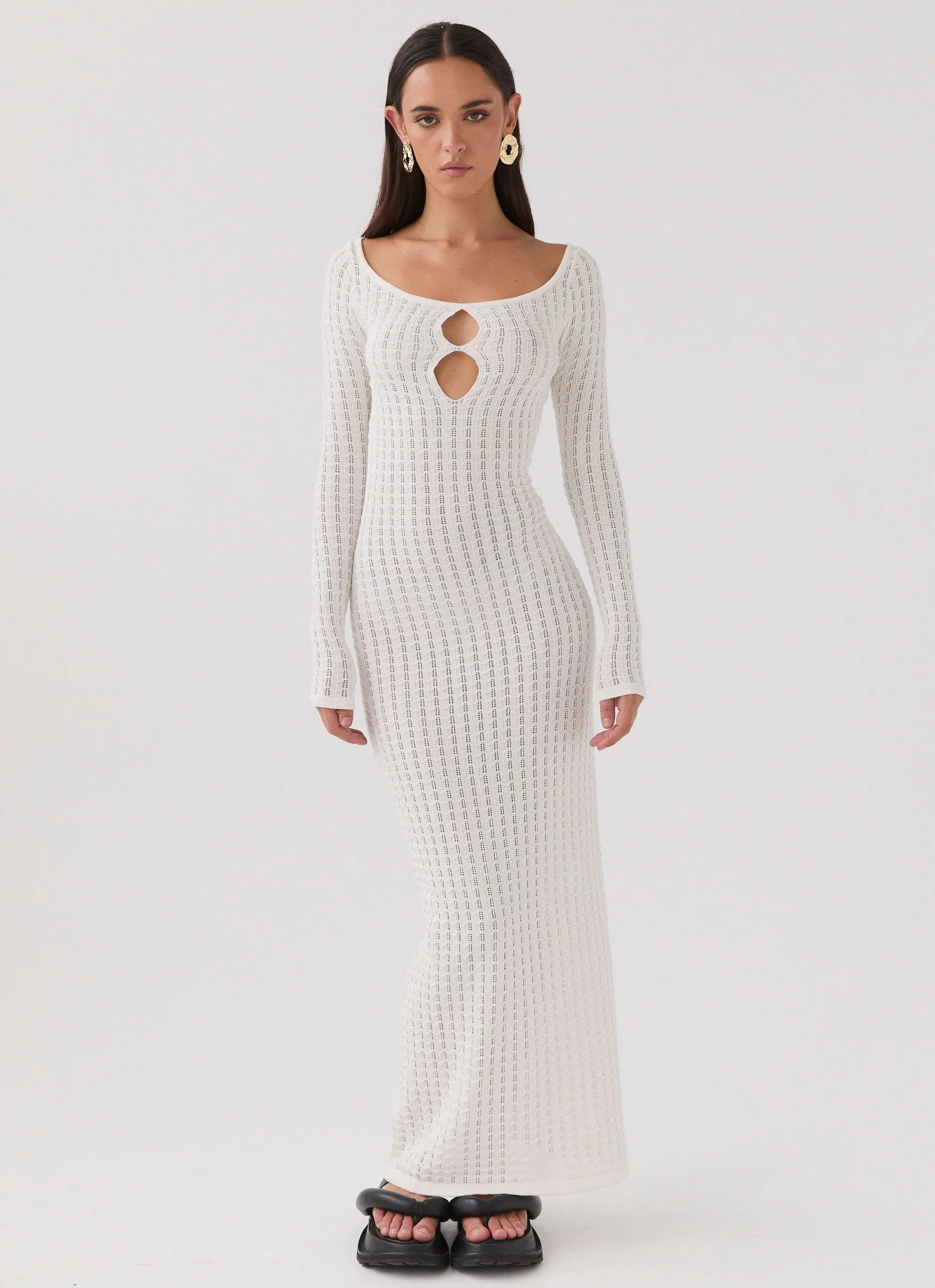 Crystal Cascade Knit Maxi Dress - White sold by Peppermayo product image thumbnail 4