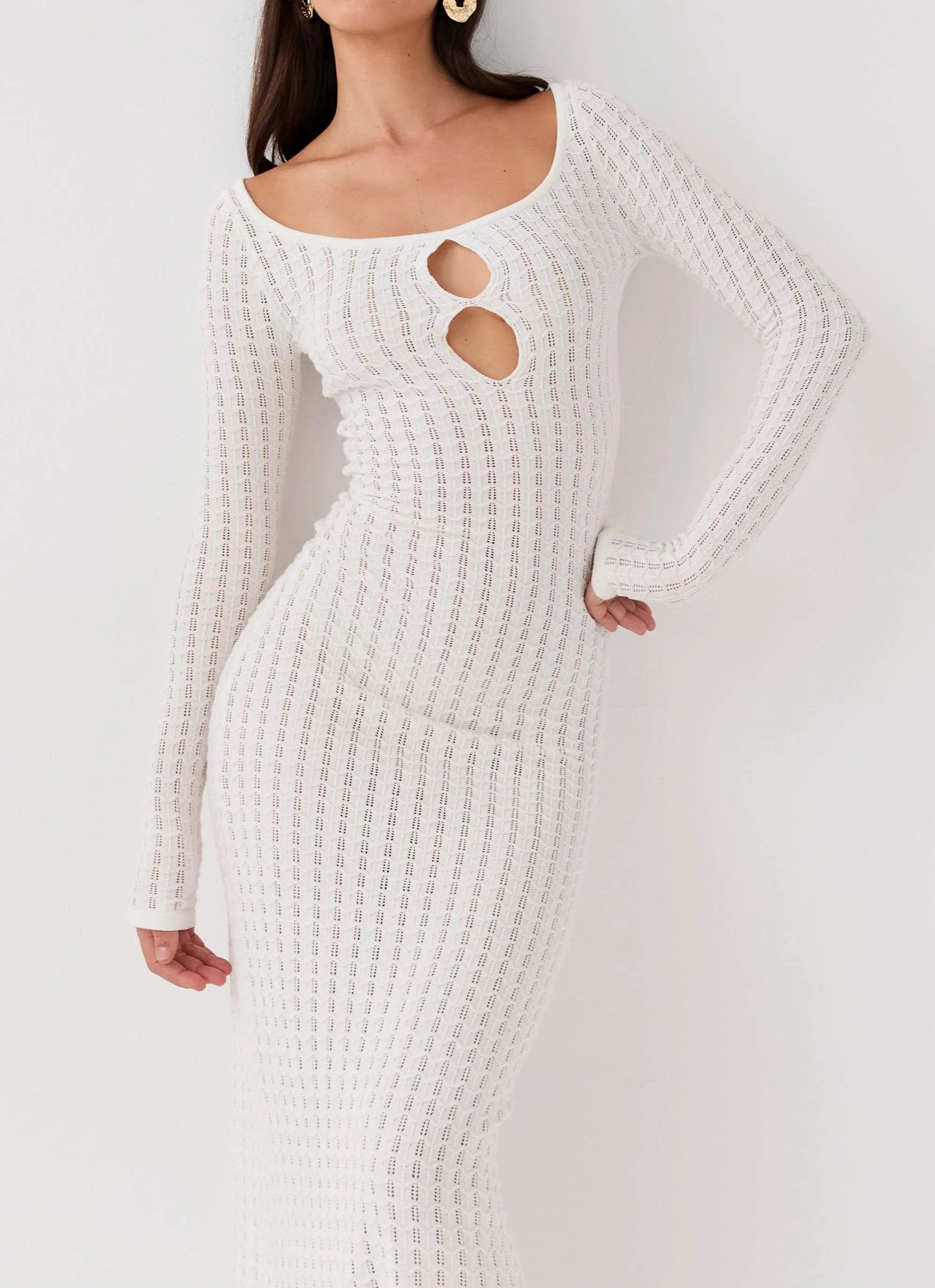 Crystal Cascade Knit Maxi Dress - White sold by Peppermayo product image thumbnail 5