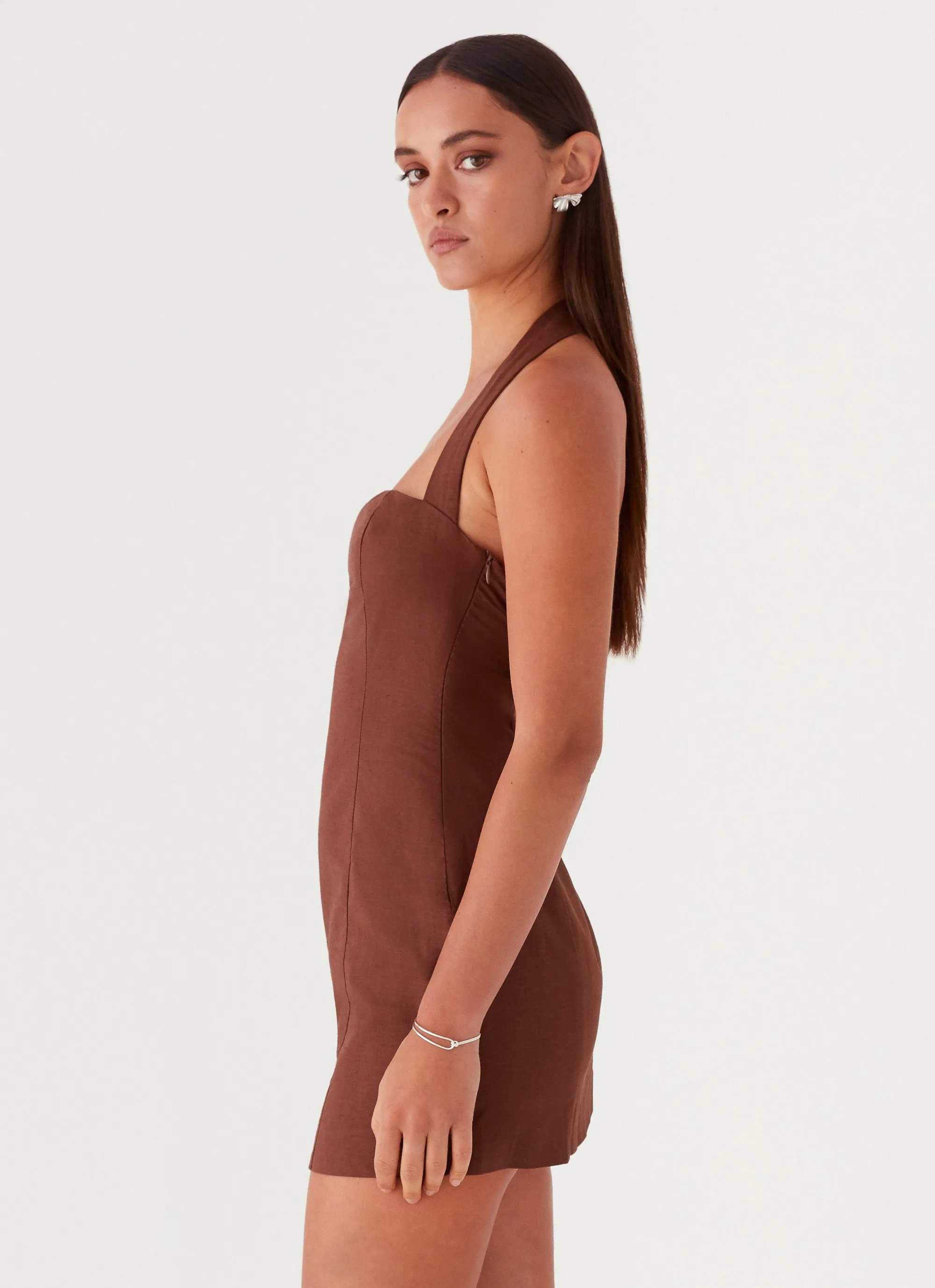 Julianna Linen Mini Dress - Chocolate sold by Peppermayo product image thumbnail 4