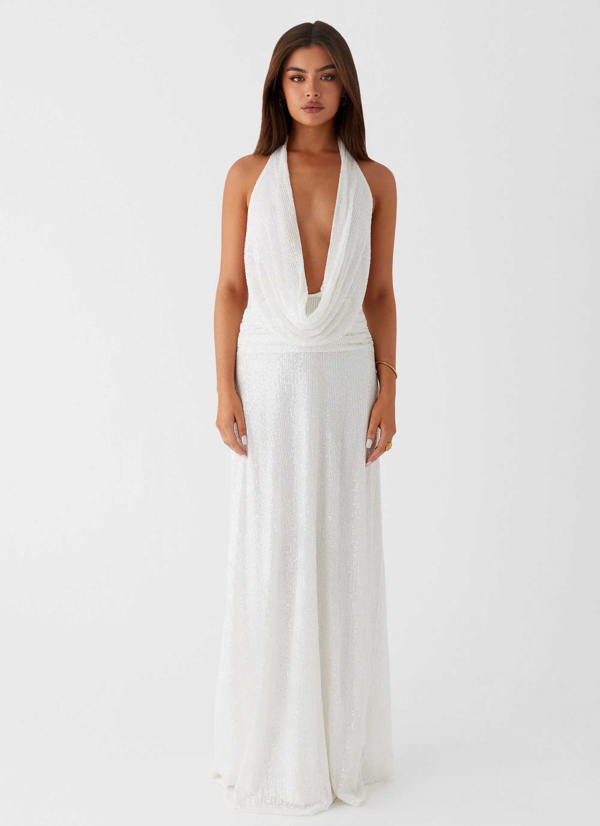 Elysia Sequin Maxi Dress - White sold by Peppermayo product image thumbnail 3