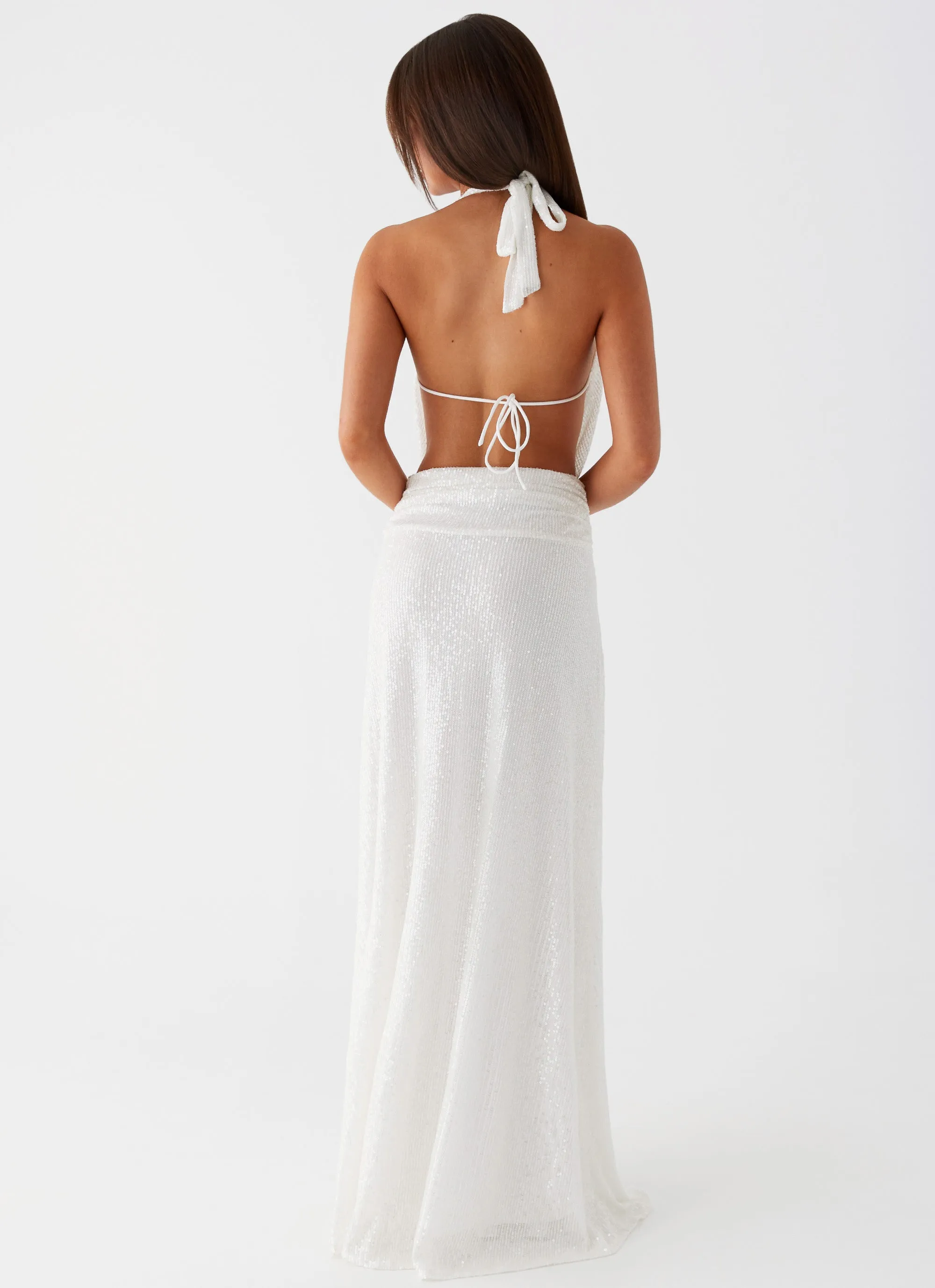 Elysia Sequin Maxi Dress - White sold by Peppermayo product image thumbnail 5