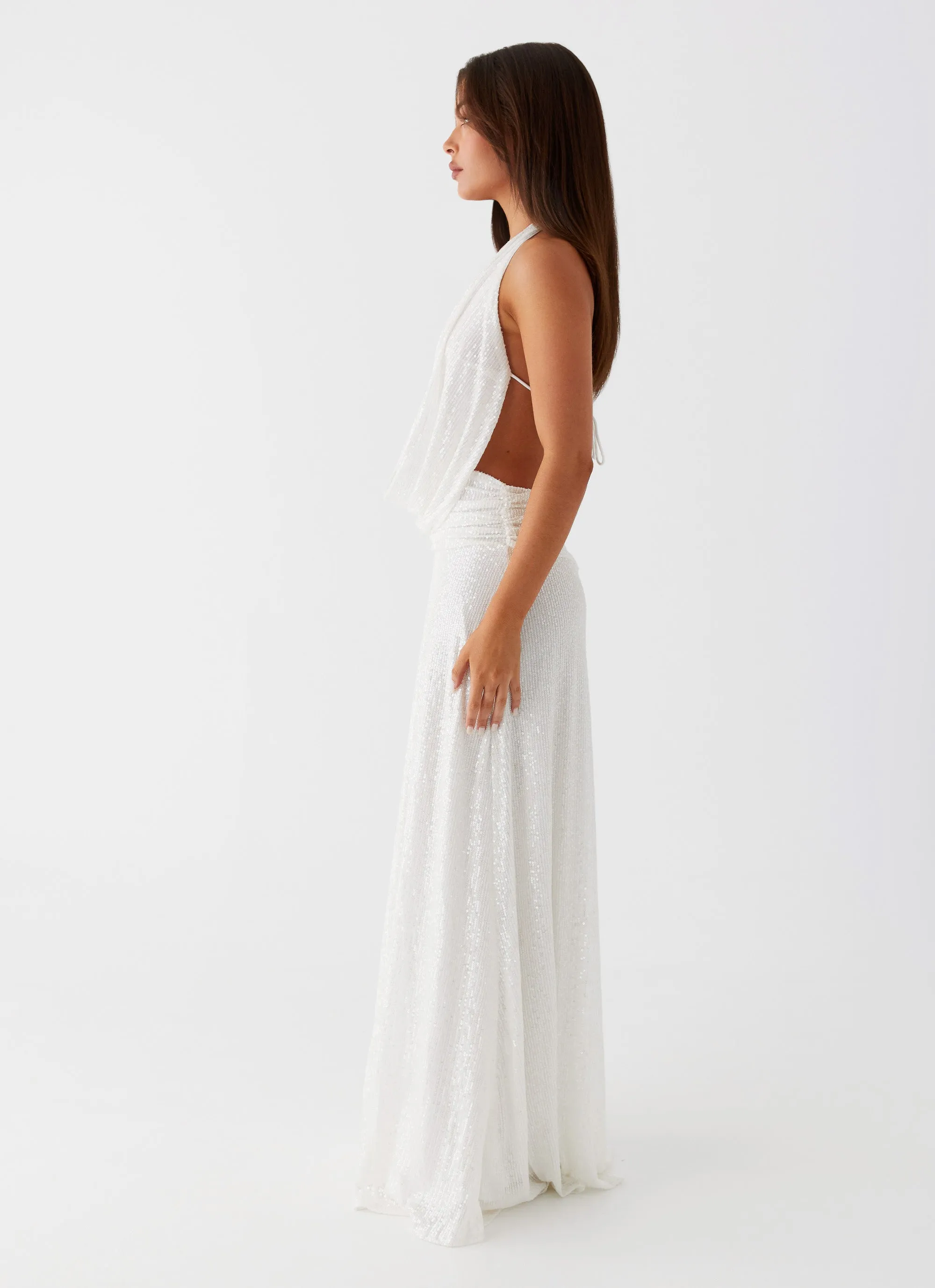 Elysia Sequin Maxi Dress - White sold by Peppermayo product image thumbnail 4