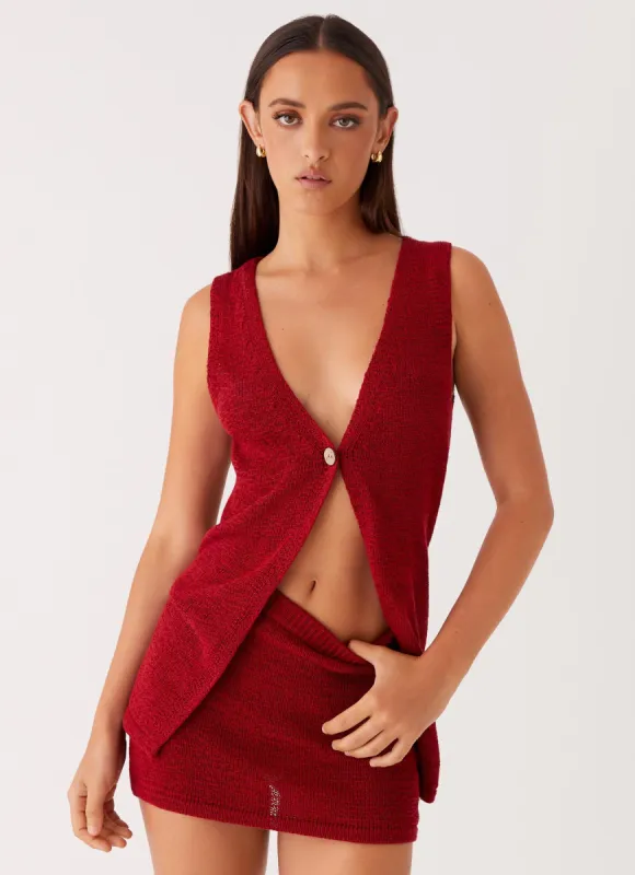 Capri Glow Knit Skirt - Maroon sold by Peppermayo
