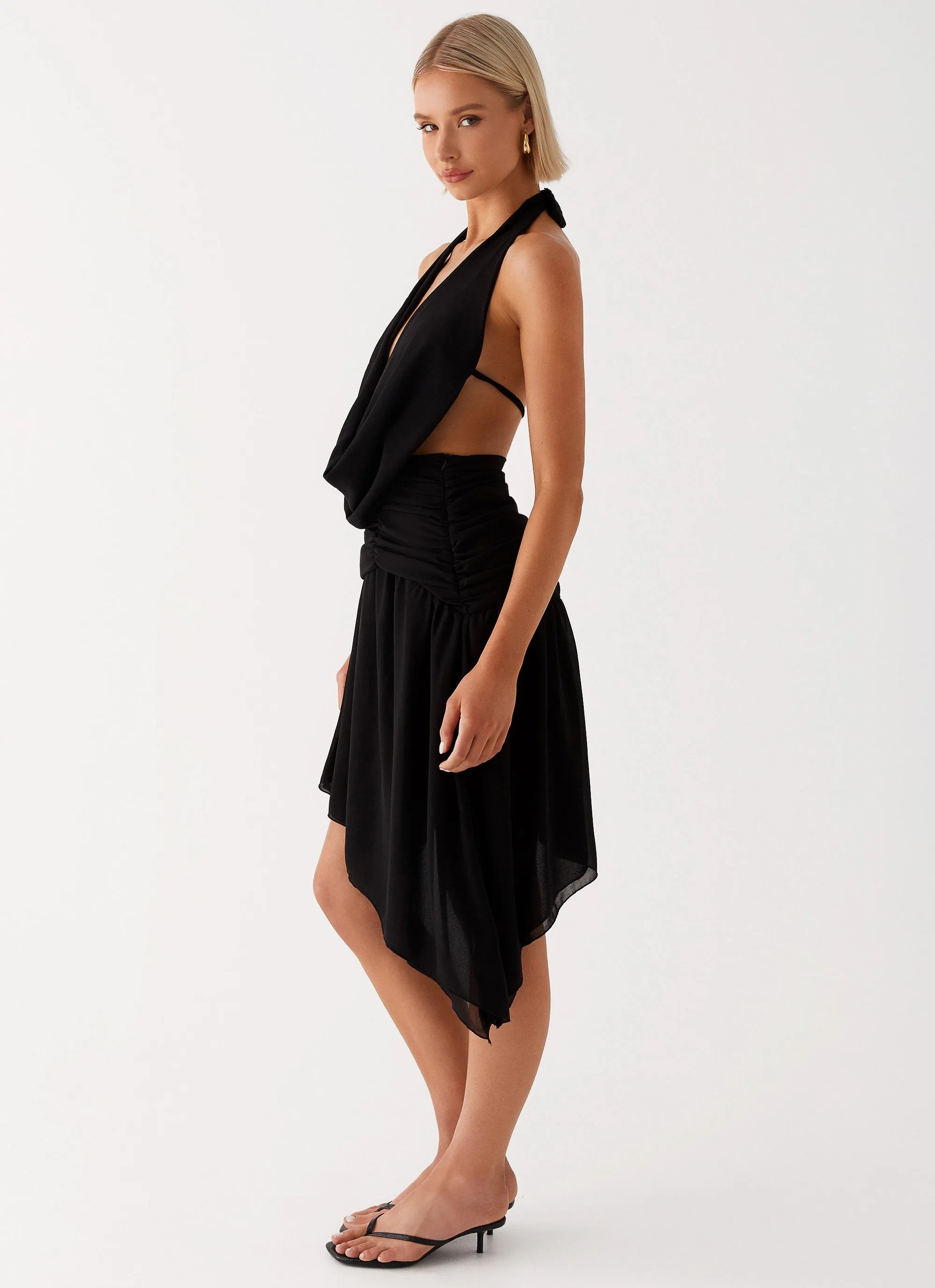 Elysia Chiffon Midi Dress - Black sold by Peppermayo product image thumbnail 2