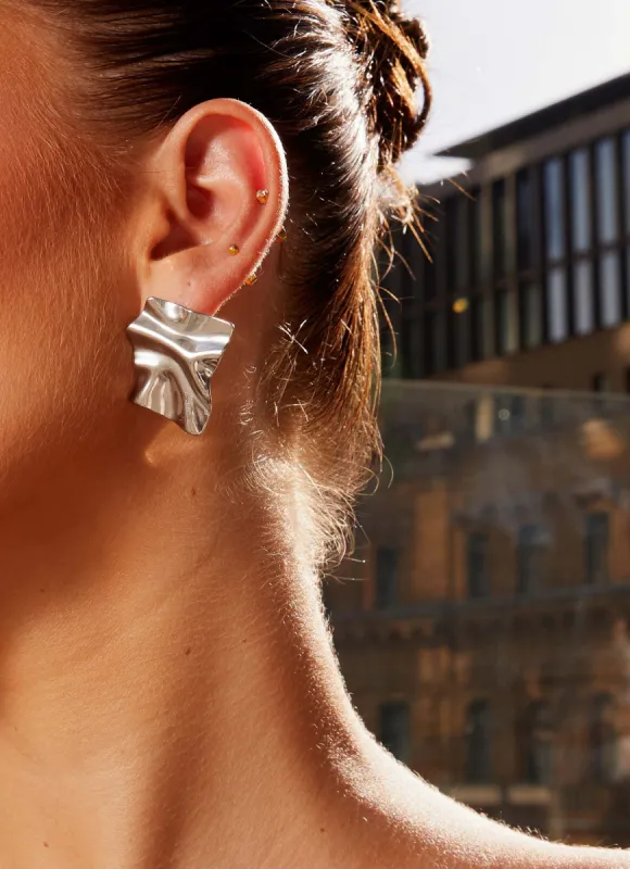 Statement Fold Earrings - Silver made by Peppermayo