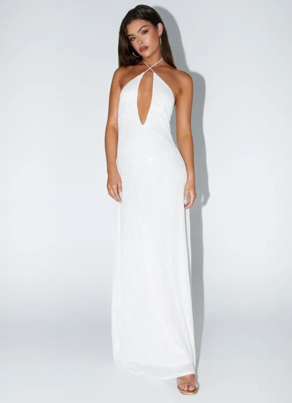 Latanya Sequin Maxi Dress - White sold by Peppermayo