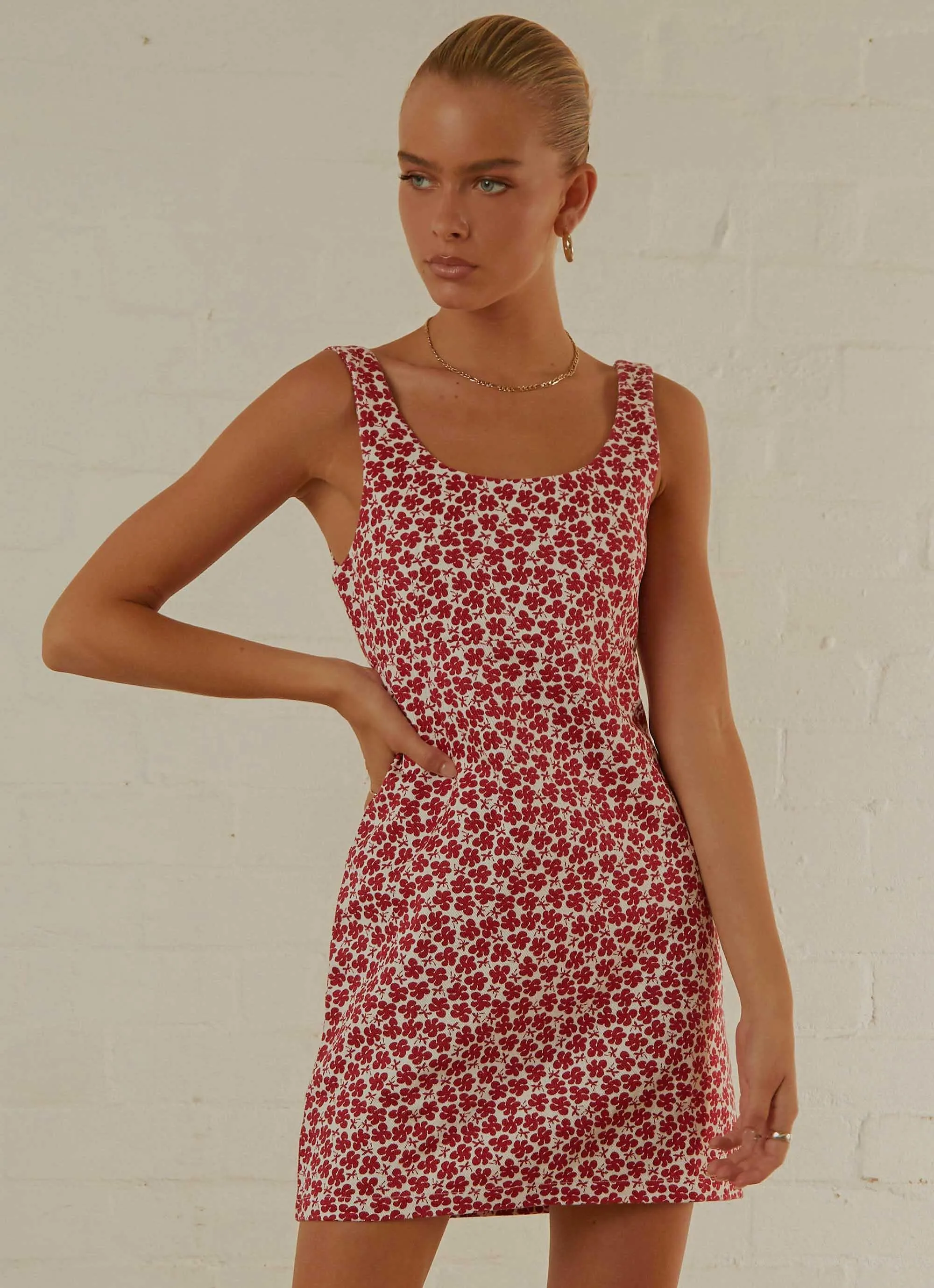 Madeline Hemp Printed Mini Dress - Red sold by Peppermayo product image thumbnail 3