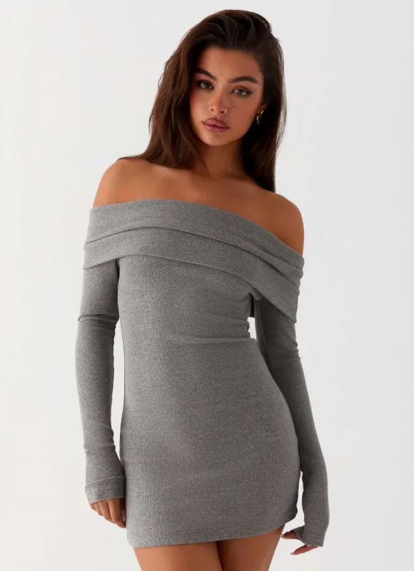 Tanzia Knit Mini Dress - Charcoal made by Peppermayo