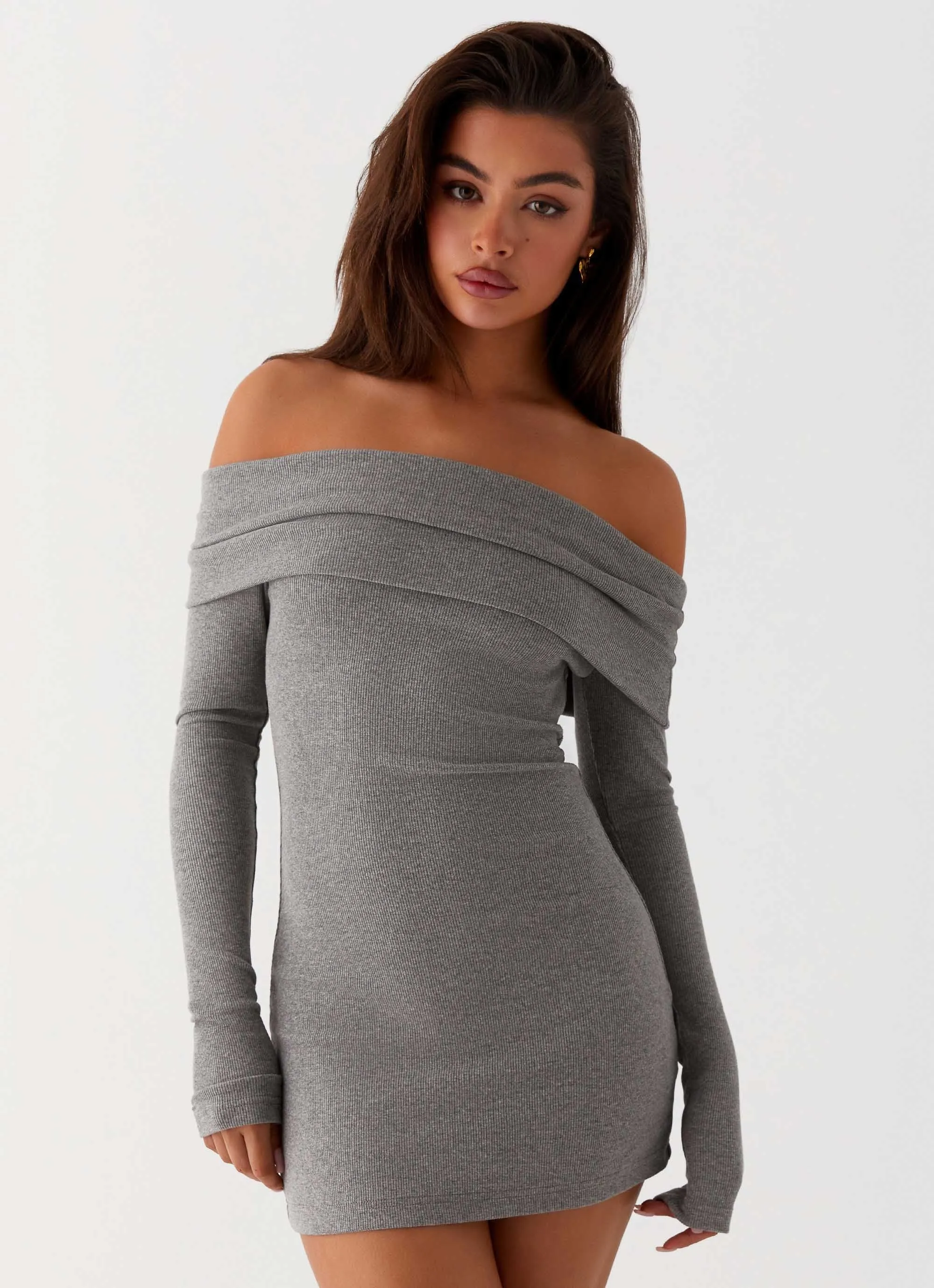 Tanzia Knit Mini Dress - Charcoal sold by Peppermayo