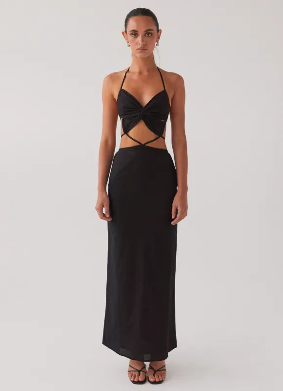 Summers In Saint Tropez Maxi Dress - Black made by Peppermayo