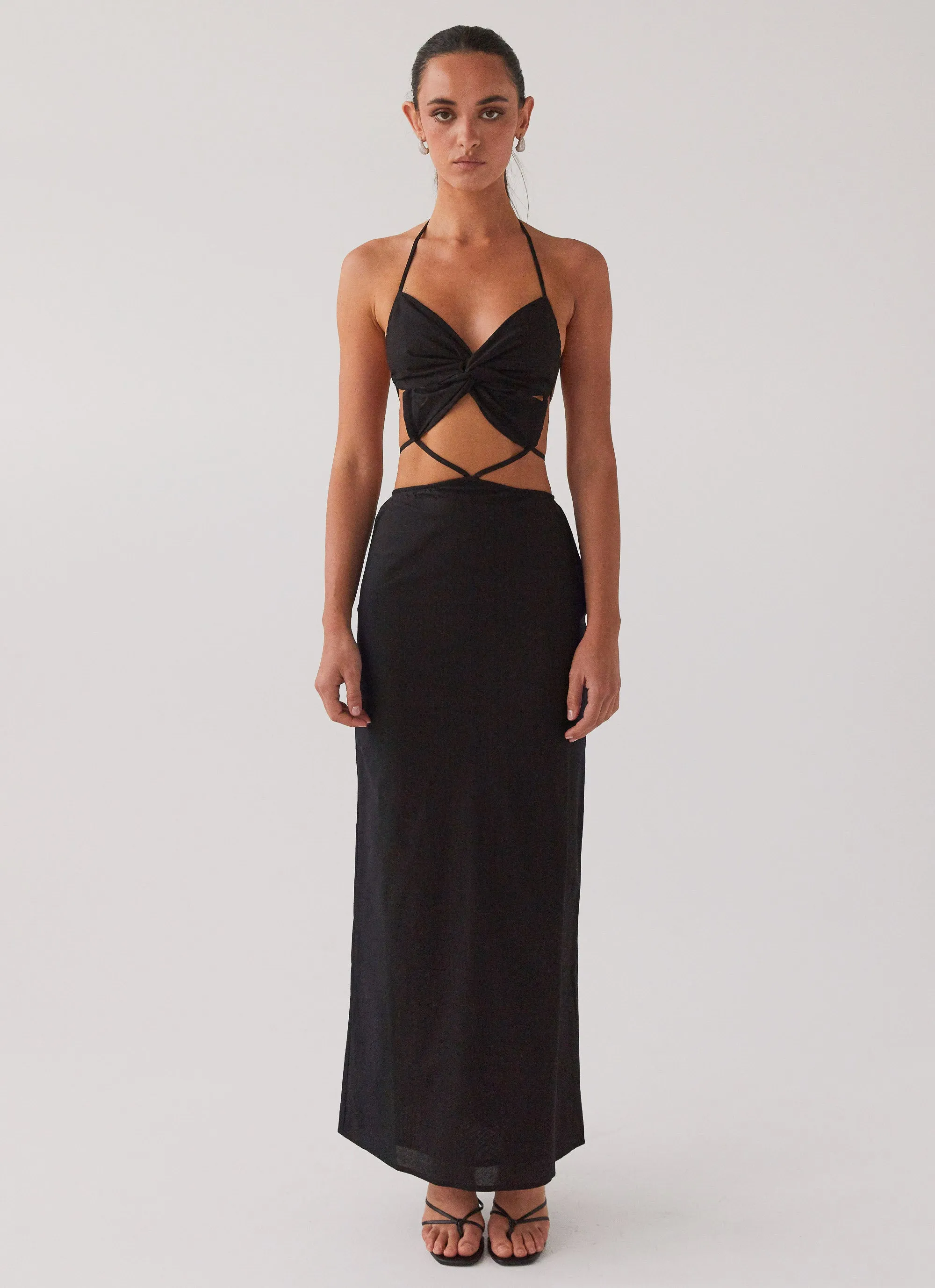 Summers In Saint Tropez Maxi Dress - Black sold by Peppermayo