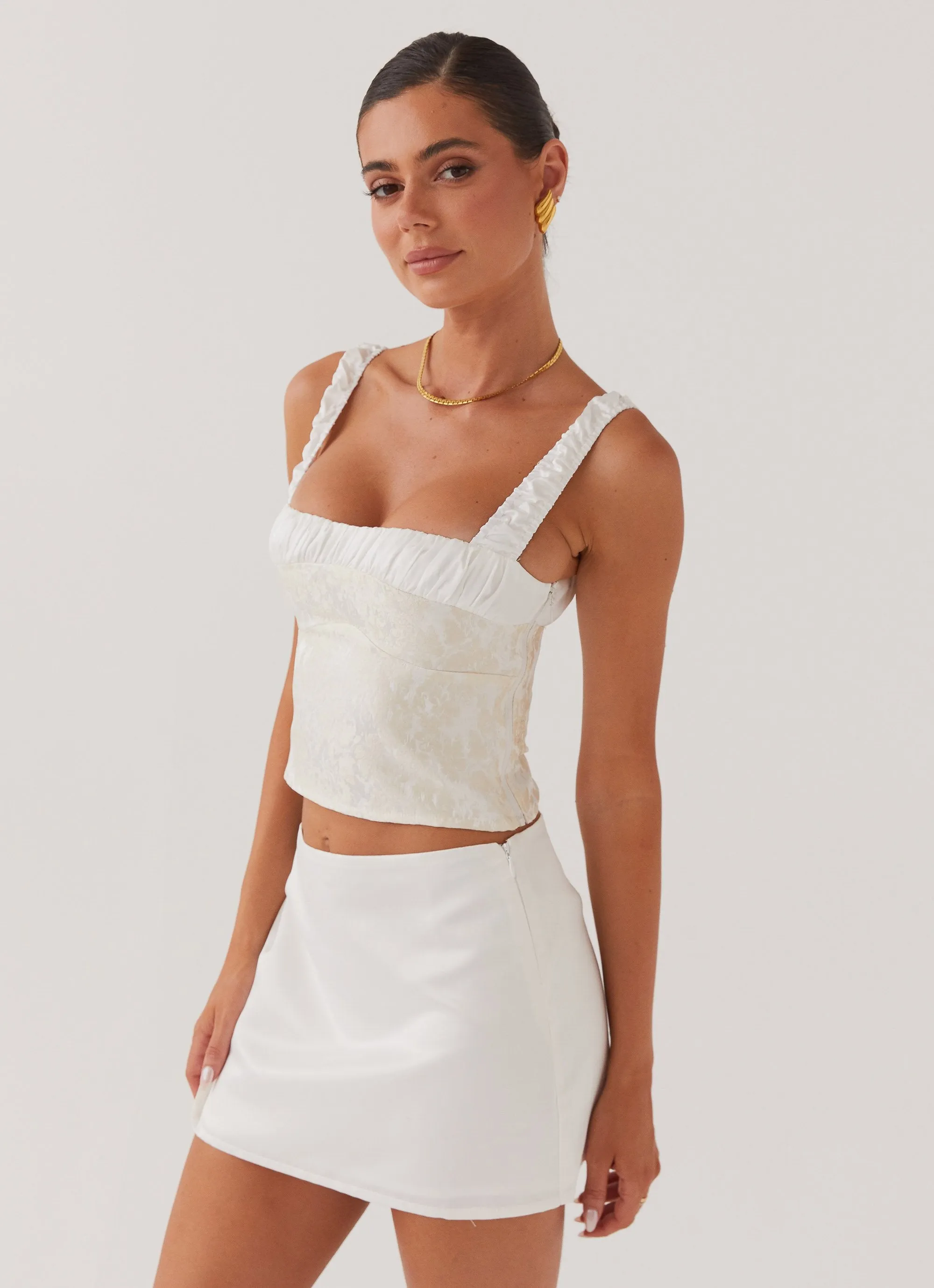 Sylvia Satin Mini Skirt - Ivory sold by Peppermayo product image thumbnail 4