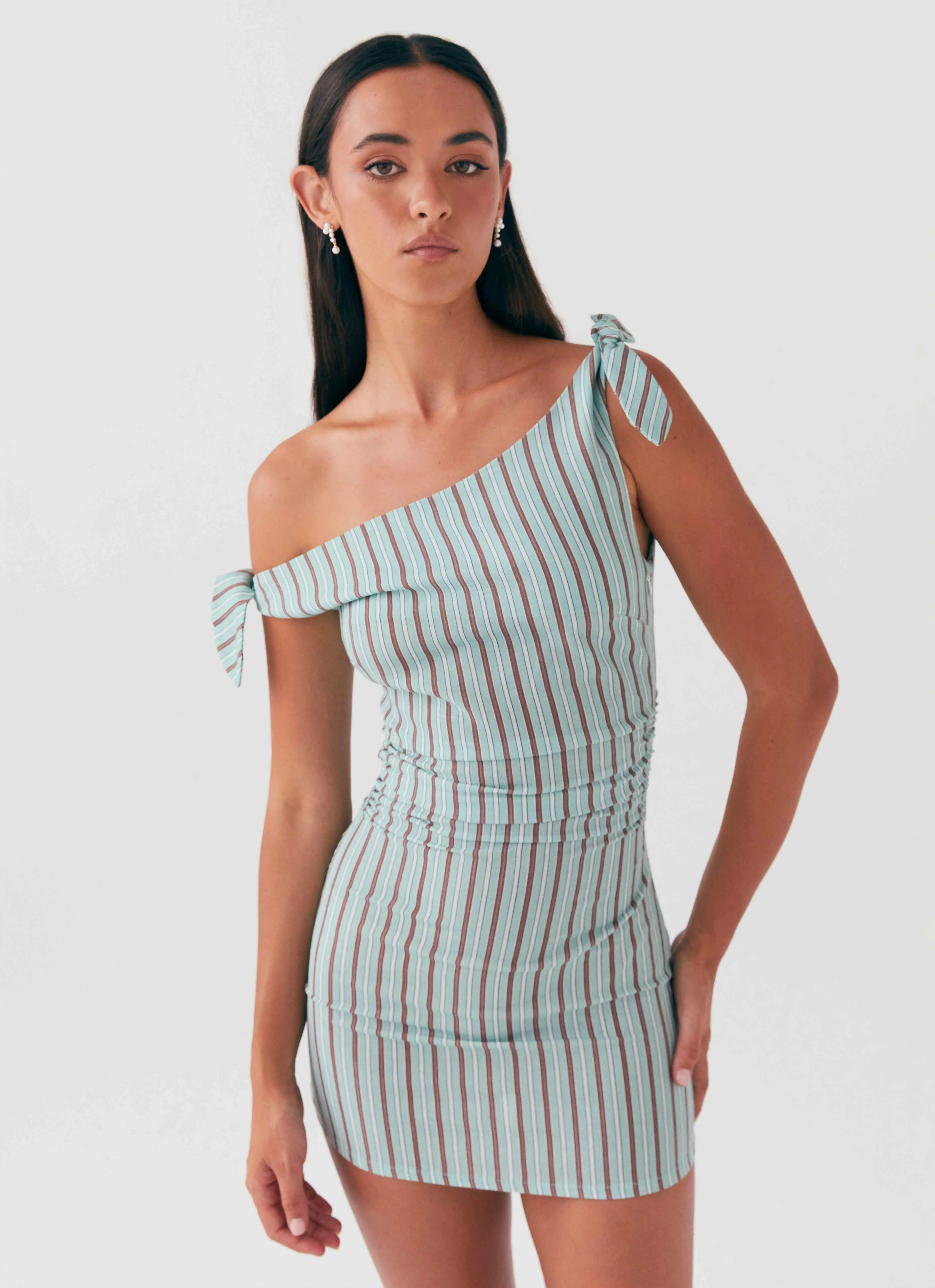 Amazonia Linen Mini Dress - Coastal Stripe sold by Peppermayo
