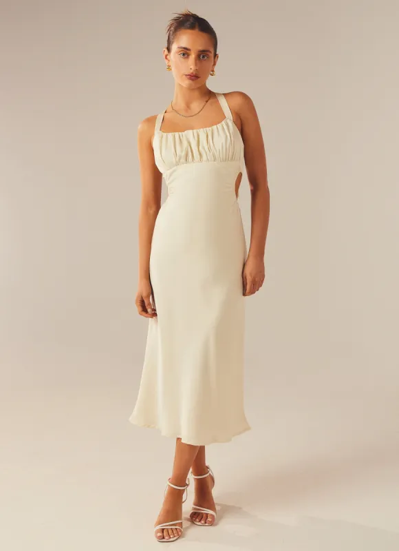 Avery Midi Dress - Ivory sold by Peppermayo