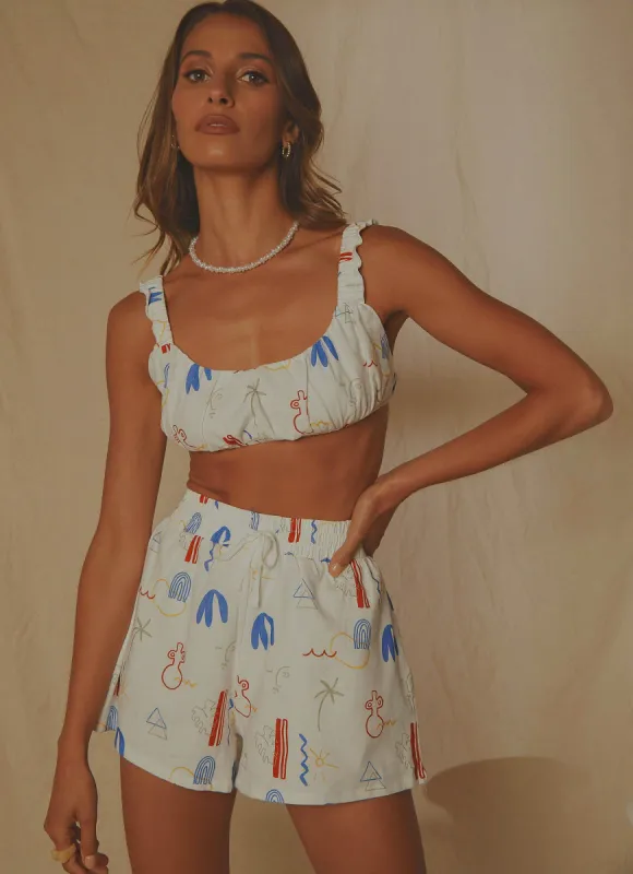 Strolls in Europe Linen Crop - Santorini sold by Peppermayo