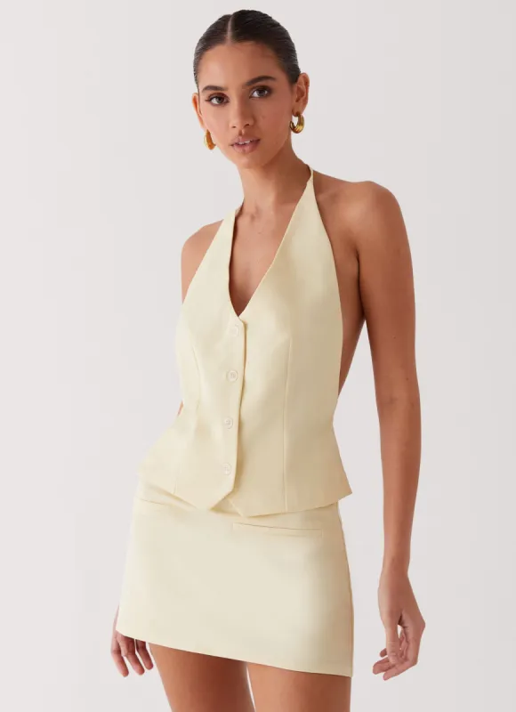 Sarah Halterneck Vest Top - Butter sold by Peppermayo
