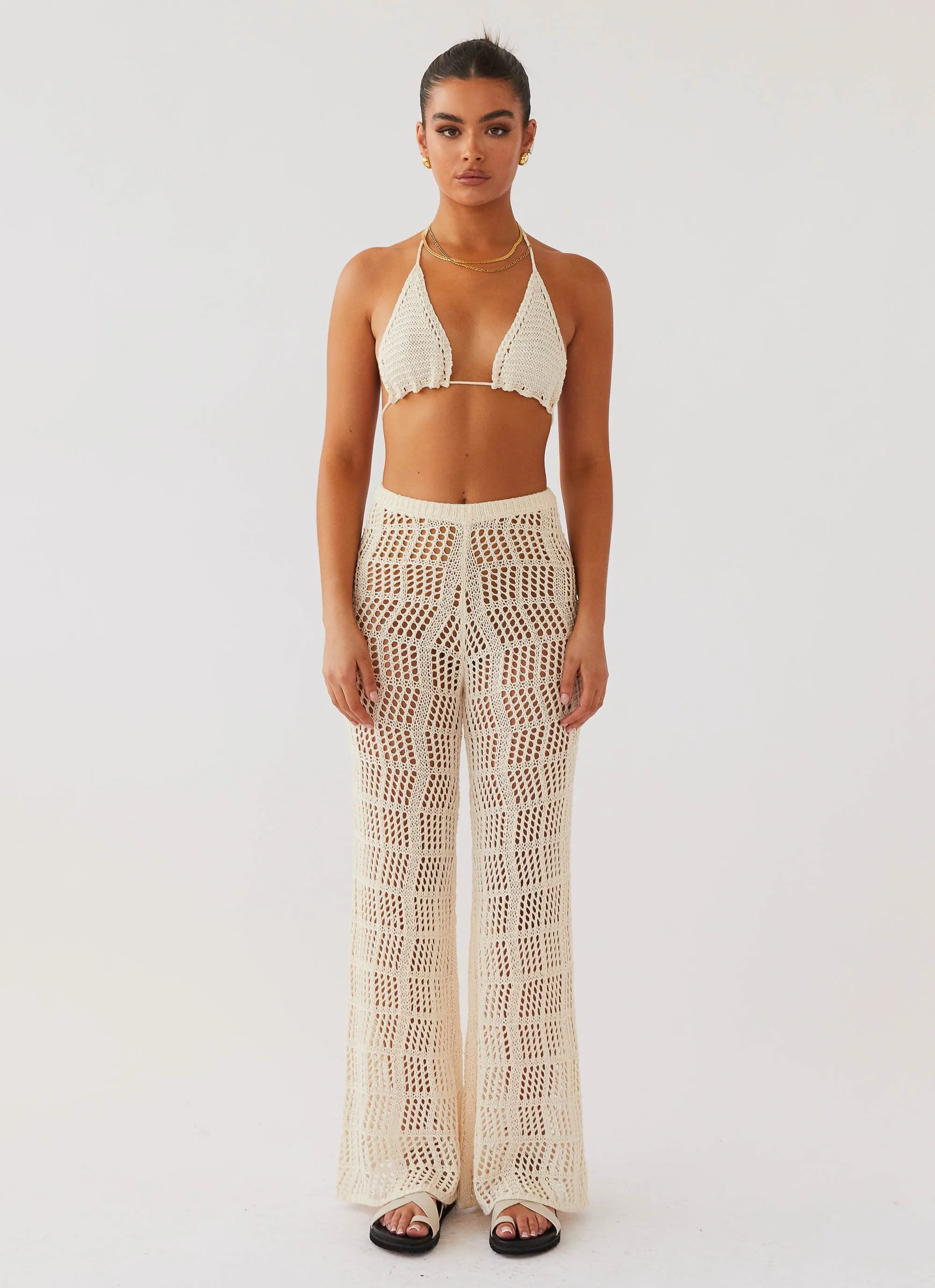 Cabo Paradise Crochet Pants - Natural sold by Peppermayo