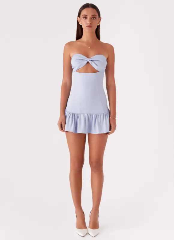 Gigi Frill Mini Dress - Blue sold by Peppermayo