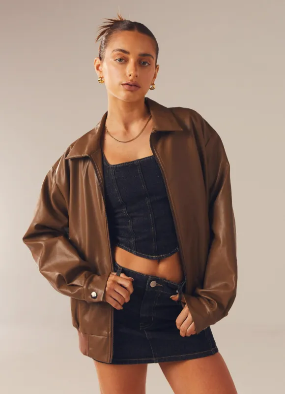 Lone Ranger PU Bomber Jacket - Walnut sold by Peppermayo