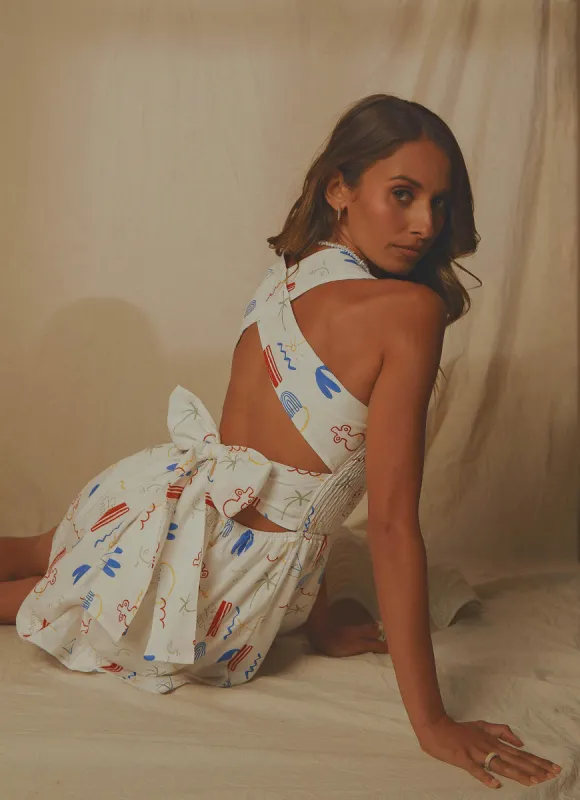 European Towns Linen Mini Dress - Santorini sold by Peppermayo