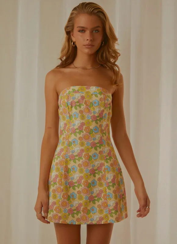 Champagne and Flowers Mini Dress - Blossom sold by Peppermayo