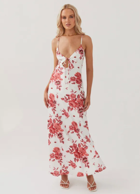 Flora Satin Maxi Dress - Rosa Floria sold by Peppermayo