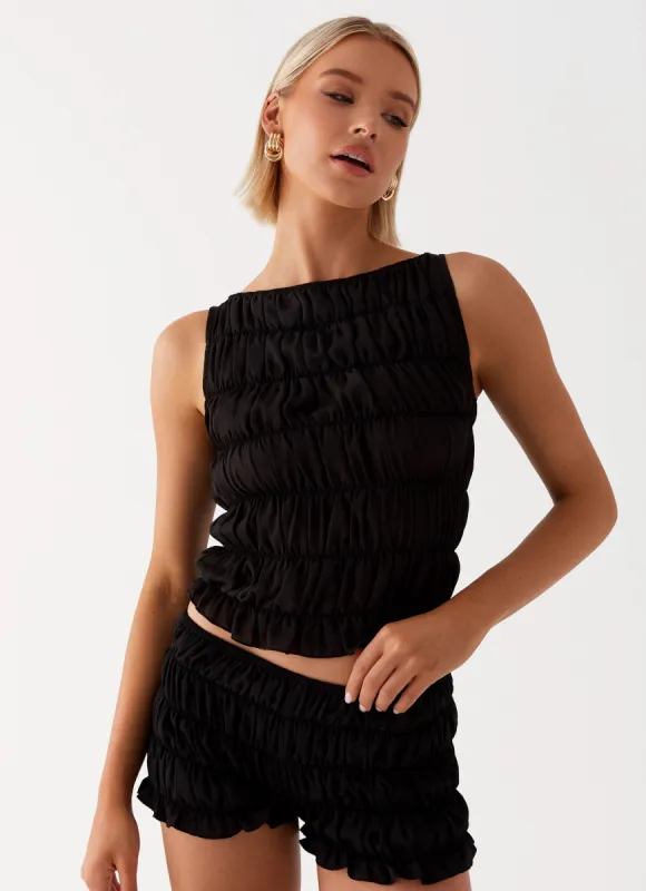 Girls Like Us Ruched Mini Shorts - Black sold by Peppermayo