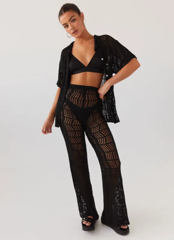 Cabo Paradise Crochet Pants - Black sold by Peppermayo