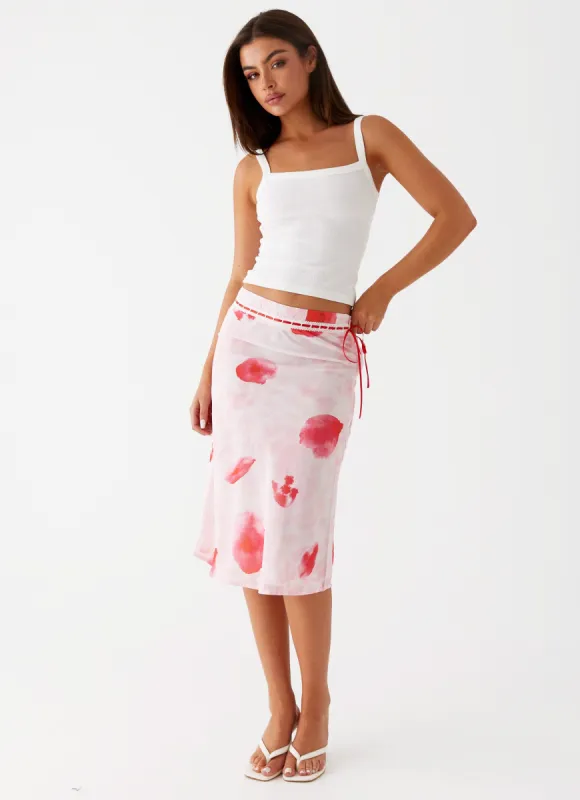 Peony Quartz Midi Skirt - Pink Poppy sold by Peppermayo