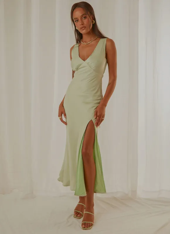 Billie Split Maxi Dress - Sage sold by Peppermayo