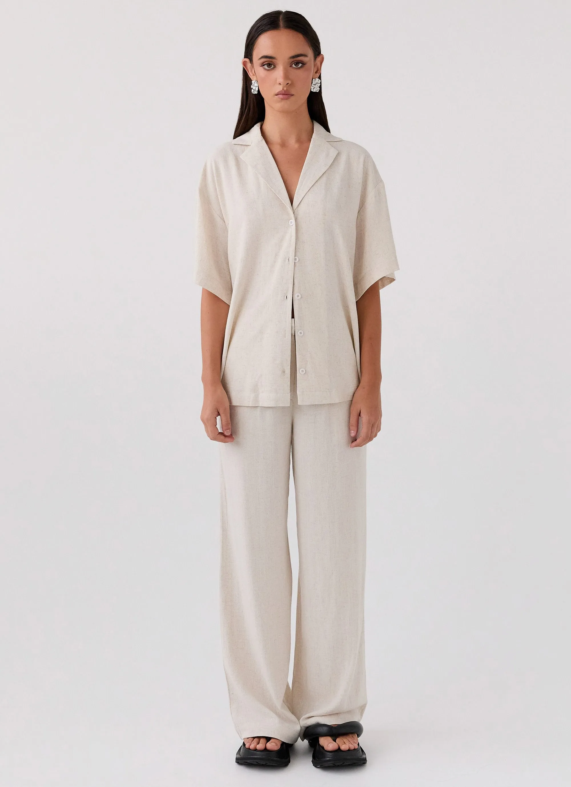 Roll With Me Linen Oversized Shirt - Oatmeal sold by Peppermayo product image thumbnail 3
