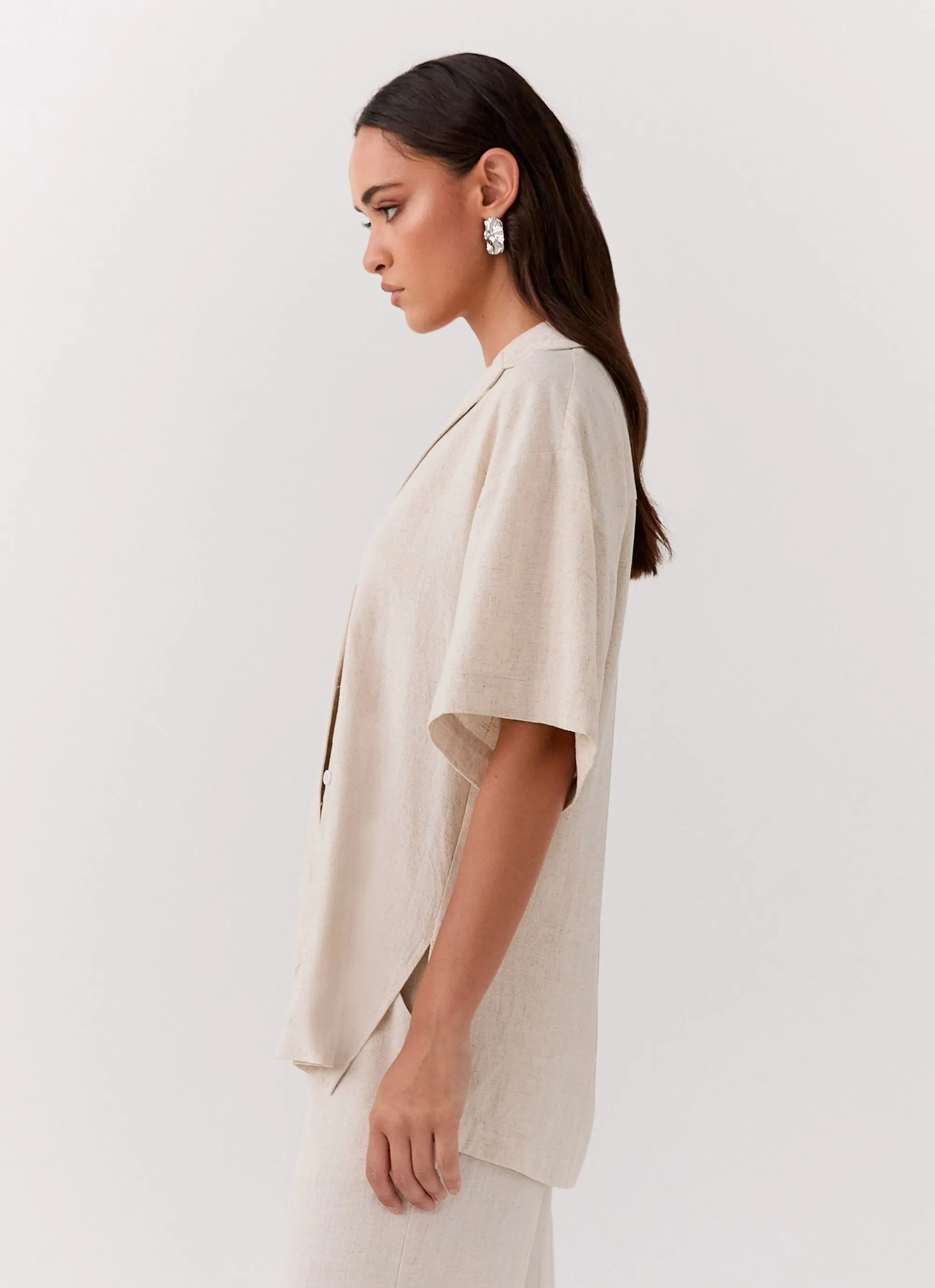 Roll With Me Linen Oversized Shirt - Oatmeal sold by Peppermayo product image thumbnail 4