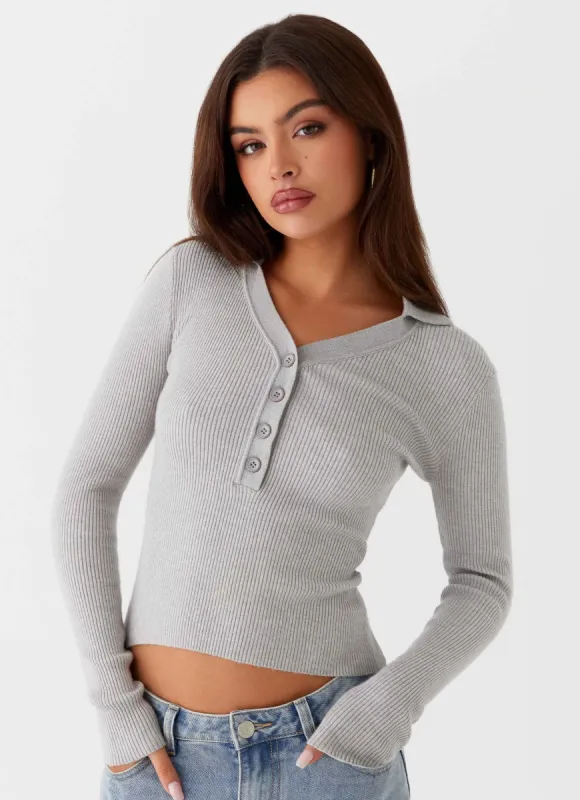 Kelisa Long Sleeve Knit Top - Grey sold by Peppermayo