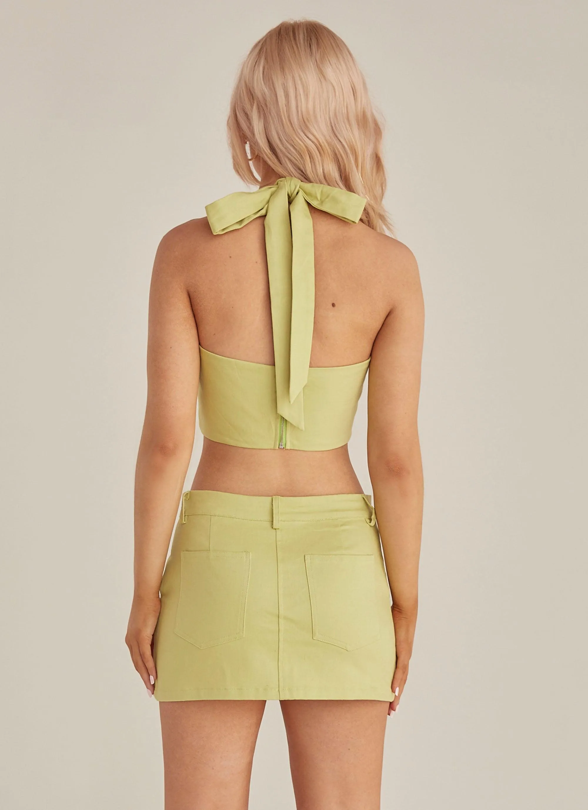 Feel The Sun Drill Mini Skirt - Sage sold by Peppermayo product image thumbnail 4