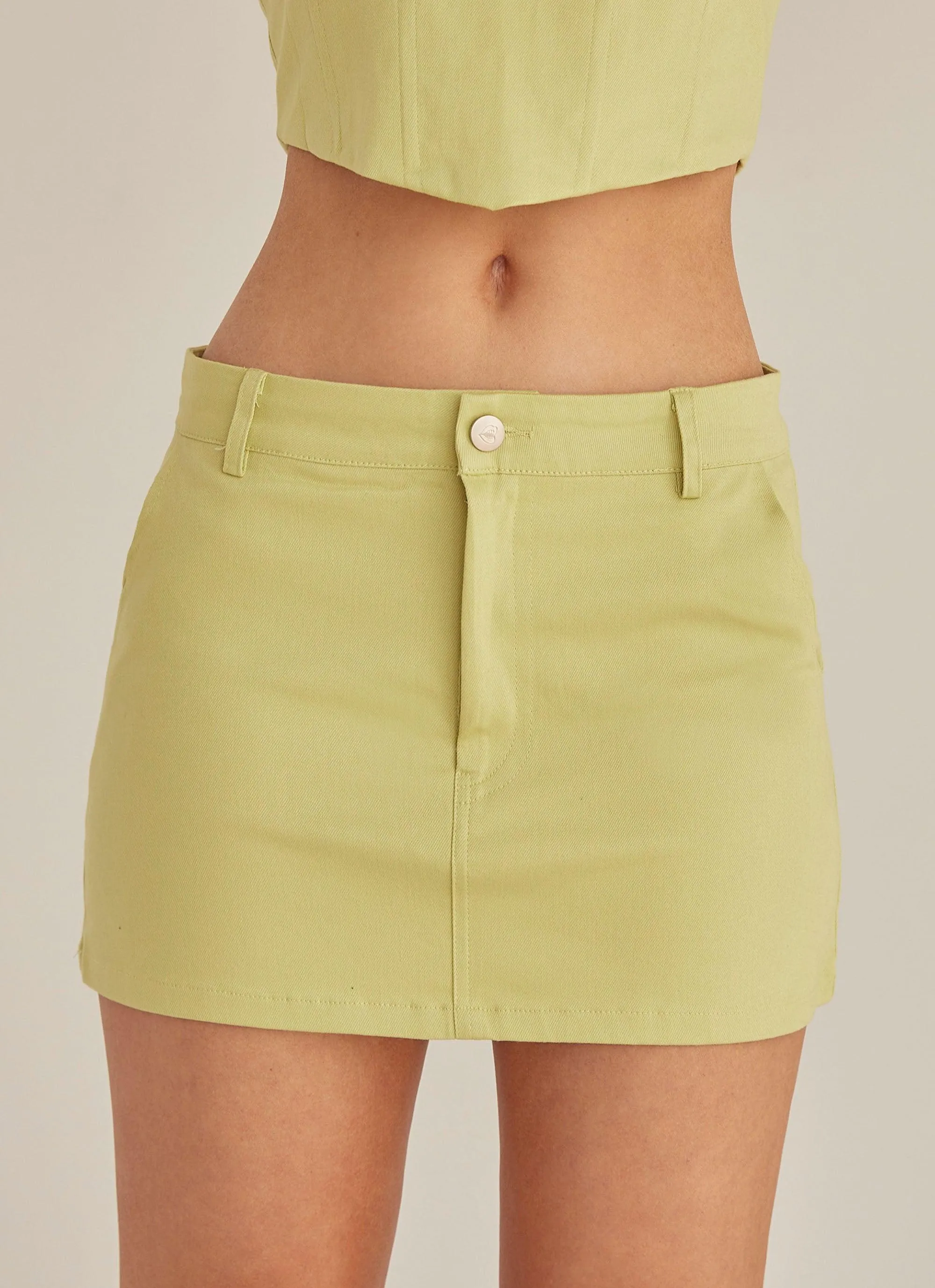 Feel The Sun Drill Mini Skirt - Sage sold by Peppermayo product image thumbnail 2