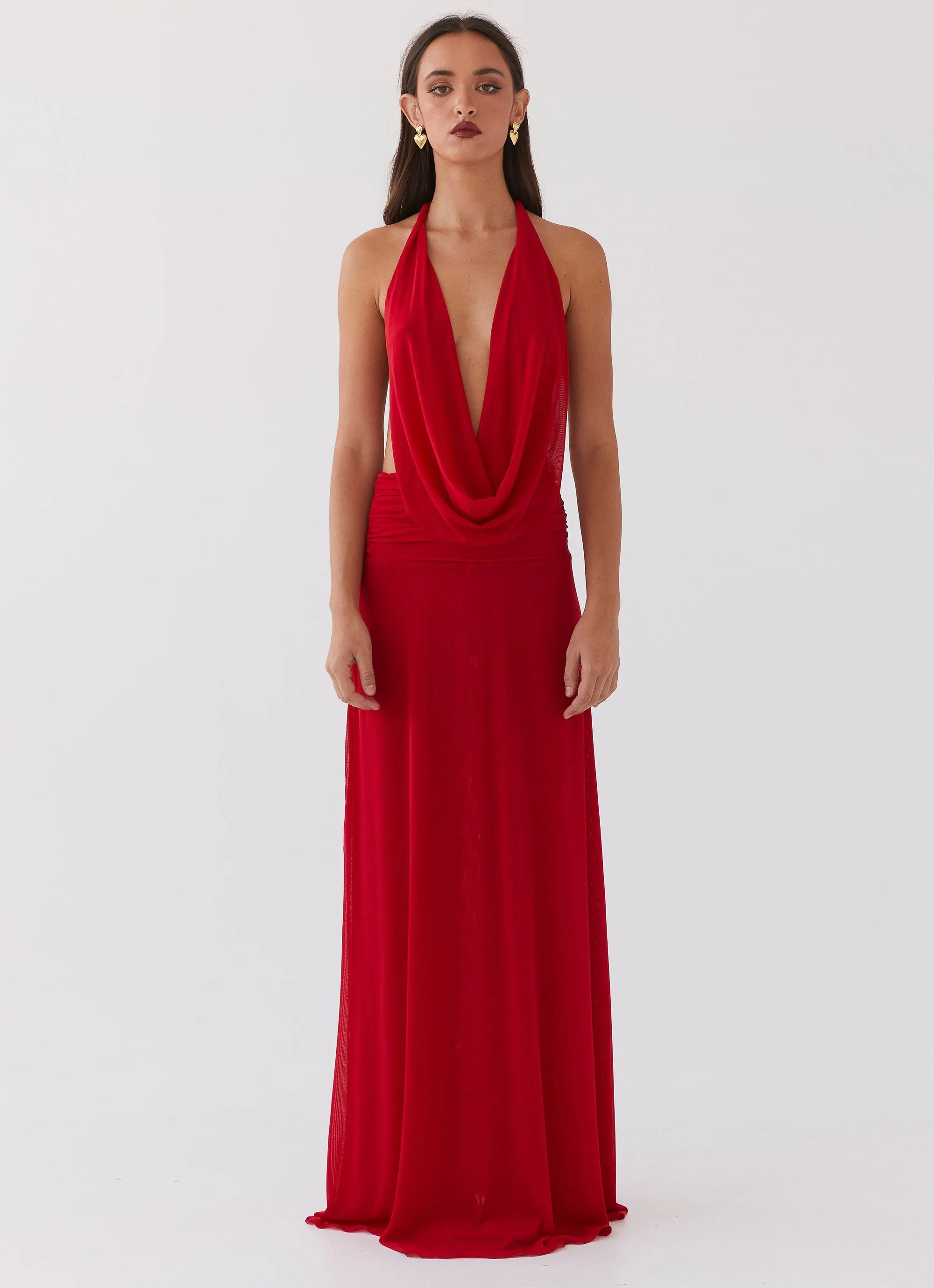 Elysia Mesh Maxi Dress - Cherry Red sold by Peppermayo product image thumbnail 5