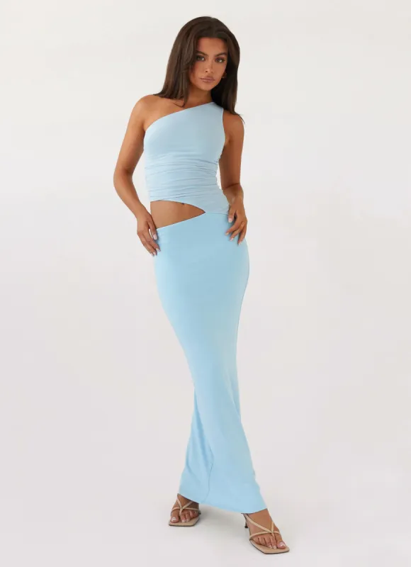 Seranella One Shoulder Maxi Dress - Sky Blue sold by Peppermayo