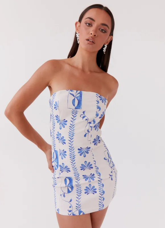 Freya Linen Tube Dress - Floral Wave sold by Peppermayo