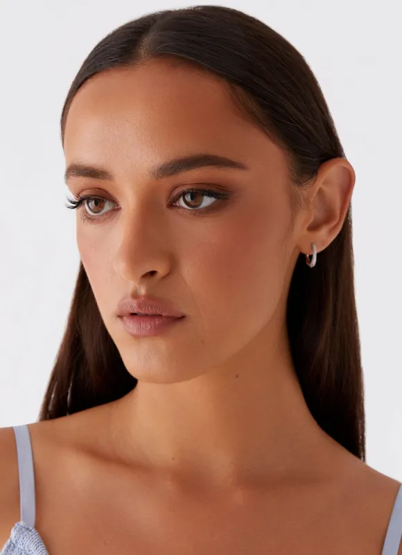 Monica Huggie Earrings - Silver sold by Peppermayo